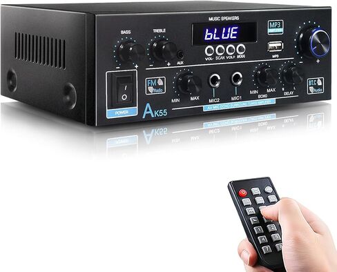 Woopker AK35 Audio Amplifier Max 200W HiFi 2.0 Stereo Bluetooth 5.0 AMP Receiver for Car Home Party, with USB, TF Card, AUX Input, Bass & Treble Control in Saudi Arabia