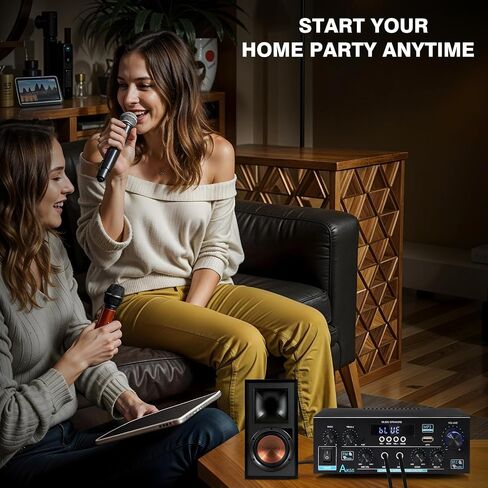 Woopker AK35 Audio Amplifier Max 200W HiFi 2.0 Stereo Bluetooth 5.0 AMP Receiver for Car Home Party, with USB, TF Card, AUX Input, Bass & Treble Control in Saudi Arabia