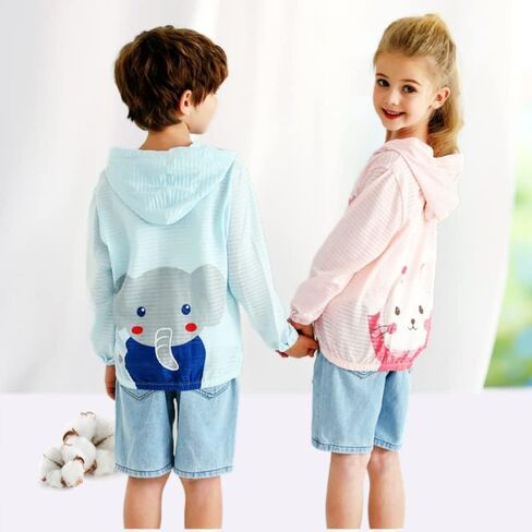 WHYME Toddler Sun UV Protection Hoodie Kids Jacket Clothing Lightweight Summer Breathable Outwear Cartoon Coat in Saudi Arabia