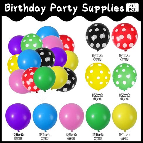 216pcs Happy Birthday Plates Napkins Colorful Black Birthday Party Supplies Tableware Set Disposable Paper Cups Banner Balloons for Girls Boys Birthday Party Decorations Serve 24 Guests in Saudi Arabia