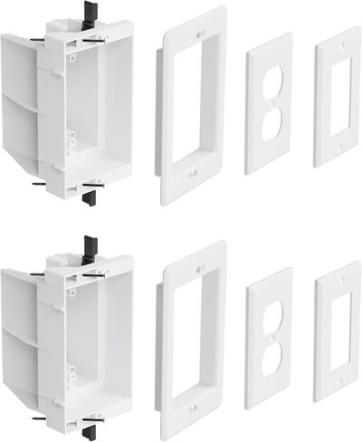 Recessed Outlet/Electrical Box Single Gang, Recessed Outlet Box for Wall Mount TV, Antenna, Phone and Cable TV, Suitable for GFCI Outlet and Standard Outlet, for Old or New Construction in Saudi Arabia
