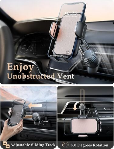 Holdersafe Phone Mount for Car Vent: [Never Blocking] Air Vent Cell Phones Holder for iPhone & Samsung Android Smartphone [Thick Cases Friendly] Hands-Free Auto Mobile Phone Stand in Kuwait