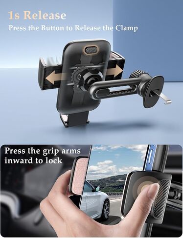 Holdersafe Phone Mount for Car Vent: [Never Blocking] Air Vent Cell Phones Holder for iPhone & Samsung Android Smartphone [Thick Cases Friendly] Hands-Free Auto Mobile Phone Stand in Kuwait