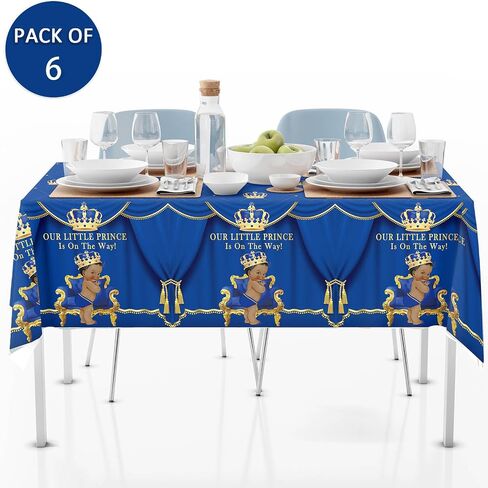 3 Pack Royal Prince Tablecloths Baby Shower Table Cover, Little Prince Baby Shower Decorations, 108" x 54" Royal Blue Prince Birthday Party Supplies for Boys Kids in Saudi Arabia