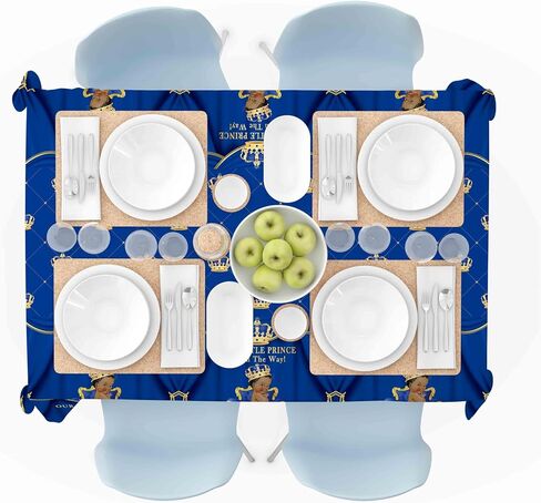 3 Pack Royal Prince Tablecloths Baby Shower Table Cover, Little Prince Baby Shower Decorations, 108" x 54" Royal Blue Prince Birthday Party Supplies for Boys Kids in Saudi Arabia