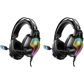 سماعة رأس Ozeino للألعاب مع ميكروفون للكمبيوتر الشخصي PS4 PS5 والكمبيوتر المحمول Xbox Series S|X، محرك 50 مم، ضوء RGB، ميكروفون مرن، أغطية أذن كبيرة جدًا لسماعات رأس الألعاب in Kuwait