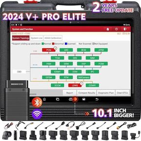 LAUNCH X431 V+ PRO 4.0 2023 Elite Scan Tool, Topology Mapping, 10.1 Inch Bigger Car Scanner, Work for HD Trucks, Global Version, ECU Online Coding & 37+ Services, 2-Year Free Update, AutoAuth FCA SGW