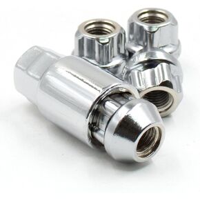 مجموعة اقفال عجلات فاخرة ذات طرف مفتوح منتفخ من الكروم مقاس M12 × 1.50 (مجموعة من 4 قطع)