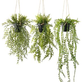 3 Packs Fake Hanging Plants with Pots, Fake Vines for Wall Decor, Fake Plants Mandala Vine, Artificial Plants Indoor/Outdoor for Home Bathroom Bedroom Kitchen Office Room Decor