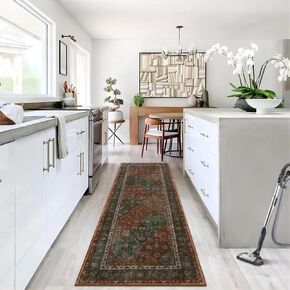 Living Room Rug 8x10 Washable Rug Living Room Rug Moroccan Trellis Accent Rug Vintage Floral Distressed Rug Ultra-Soft Indoor Carpet Non Slip Foldable Thin Rug for Bedroom Nursery Dark Grey