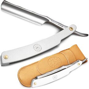 Black Straight Razor - Shave Ready Straight Edge Razor, Japanese Steel + Biblical Wood Straight Razor for Men, Barber Approved Straight Razor, Mens Straight Razor, Leather Case, Close Shave, Best Gift