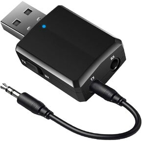 Isobel Bluetooth 5.3 Audio Transmitter Receiver for TV/PC/Car/Home Stereo/Headphones/Wireless Headset/Aux/Auxilary/Music/Speaker/Earbuds/Headphone Jack-to-3.5mm Jack Microphone