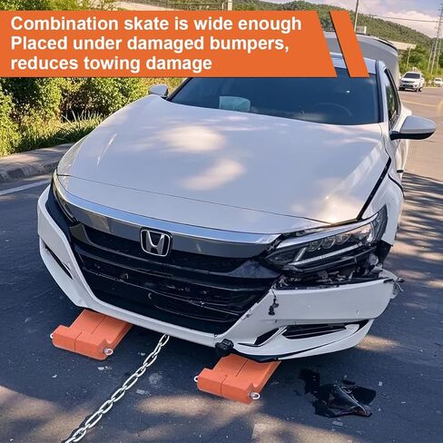 اي-اس دي اس زلاجات اطارات لشاحنة السحب 4 قطع، احذية تزلج شديدة التحمل لشاحنات نقل السيارات، سرير مسطح، سلامة حامل هادم التراجع، تزلج اطارات ريكماستر المتشابكة للتحرك (برتقالي) in Kuwait