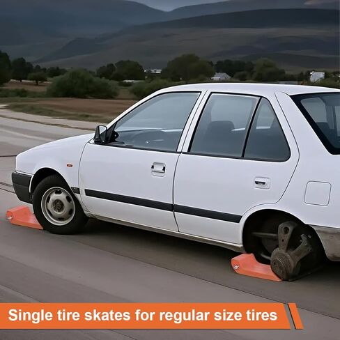 اي-اس دي اس زلاجات اطارات لشاحنة السحب 4 قطع، احذية تزلج شديدة التحمل لشاحنات نقل السيارات، سرير مسطح، سلامة حامل هادم التراجع، تزلج اطارات ريكماستر المتشابكة للتحرك (برتقالي) in Kuwait