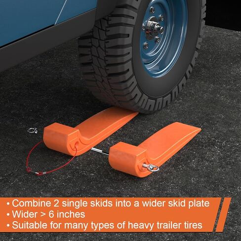 اي-اس دي اس زلاجات اطارات لشاحنة السحب 4 قطع، احذية تزلج شديدة التحمل لشاحنات نقل السيارات، سرير مسطح، سلامة حامل هادم التراجع، تزلج اطارات ريكماستر المتشابكة للتحرك (برتقالي) in Kuwait