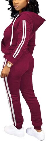 Nimsruc Two Piece Outfits For Women Jogging Suits Casual Tracksuit Hoodie Long Sleeve Sweatsuit Pants Sets Wine Red Gradient XXL in Kuwait