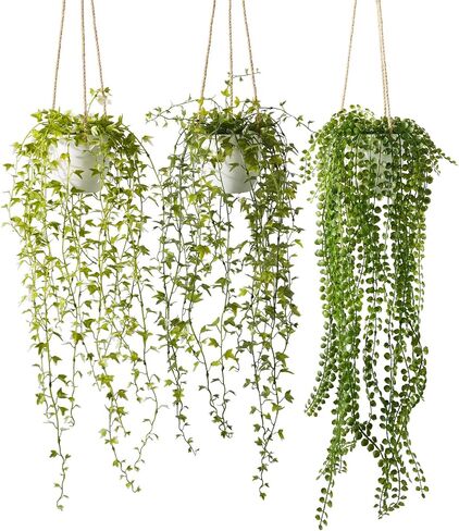 3 Packs Fake Hanging Plants with Pots, Fake Vines for Wall Decor, Fake Plants Mandala Vine, Artificial Plants Indoor/Outdoor for Home Bathroom Bedroom Kitchen Office Room Decor in Saudi Arabia