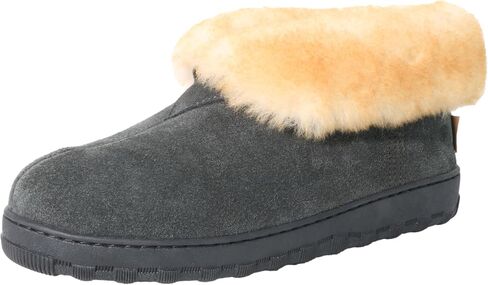 PEDOQU Men Boots Slipper Leather Upper Sheepskin Collar Memory Foam Rubber Soles Indoor Outdoor House Slipper in Saudi Arabia
