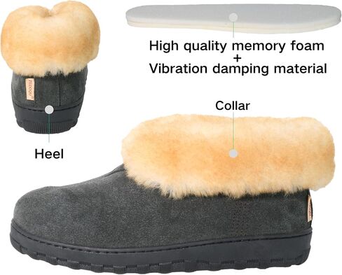 PEDOQU Men Boots Slipper Leather Upper Sheepskin Collar Memory Foam Rubber Soles Indoor Outdoor House Slipper in Saudi Arabia