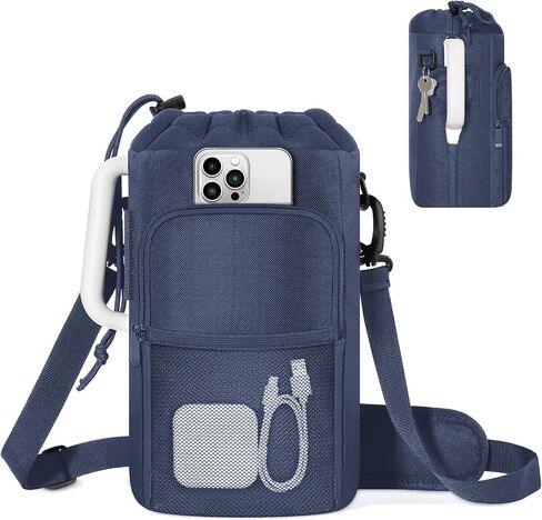 MoKo Water Bottle Holder with Strap, Insulated Water Bottle Carrier Pouch with Phone Pocket for Walking Hiking Outdoors, Compatible with Stanley, Yeti, Tumbler 32/40/64 oz in Saudi Arabia