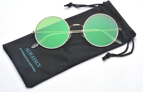 ALWAYSUV Round Small Flat Sunglasses Circle Metal Vintage 70's Hippie Glasses in Saudi Arabia