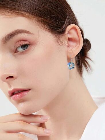 POTOPYY Turtle Earrings 925 Sterling Silver Sea Turtle Earrings with Circle Crystal Dangle Earrings Animal Jewelry Gifts For Women Girls Birthday in Saudi Arabia