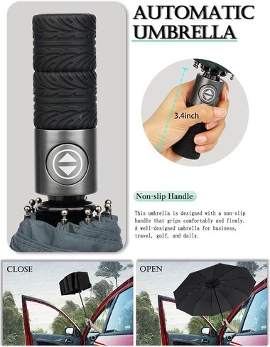 Umbrella Windproof Travel Umbrellas for Rain - Easy Auto Open Close, Durable & Compact Umbrella, Strong Fiberglass Frame, 230T Waterproof Canopy - Backpack, Portable Umbrella for Travel (green, 46IN) in Saudi Arabia