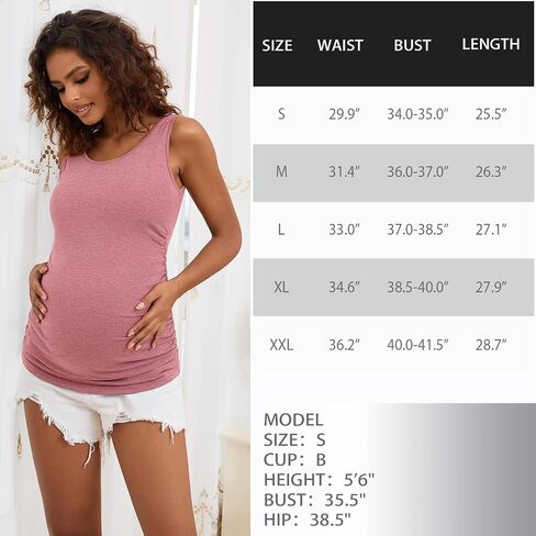 Maternity Tank Tops for Women Ruched Sleeveless Basic Tops Maternity Shirt Vest Pregnancy Tee in Saudi Arabia
