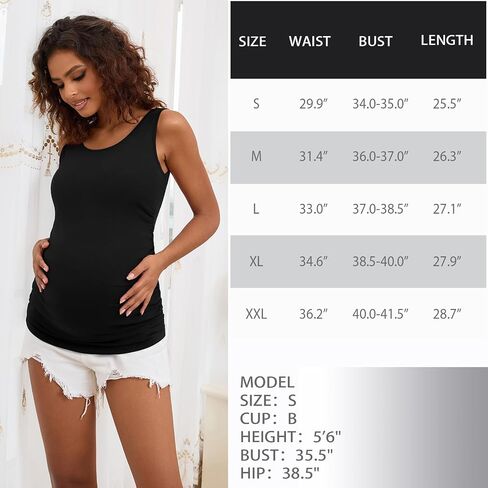 BHOME Maternity Tank Tops for Women Ruched Sleeveless Basic Tops Layering Maternity Shirt Vest Pregnancy Tee in Saudi Arabia