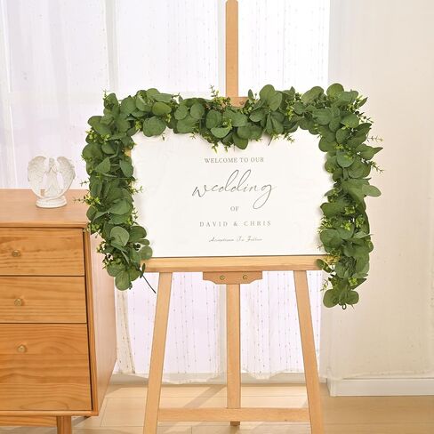 MARTINE MALL 4 Pcs Artificial Eucalyptus Garland, 24 Ft Fake Greenery Garland, Faux Silver Dollar Eucalyptus Garland for Table Backdrop Arch Wall Weeding Party Home Decor, Grey Green in Saudi Arabia