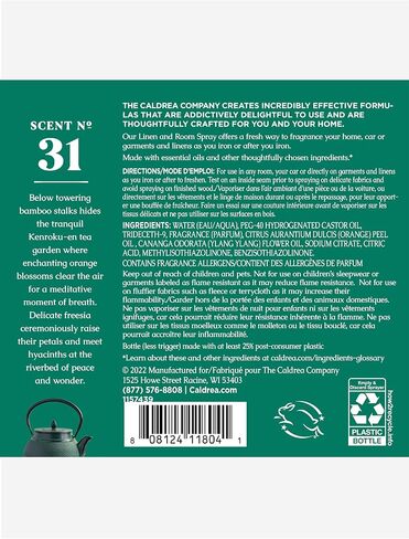 Caldrea Linen & Room Spray Air Freshener, Made with Essential Oils, Plant-Derived & Other Thoughtfully Chosen Ingredients Transparent, Sea Salt Neroli Scent, 16 Fl Oz in Saudi Arabia