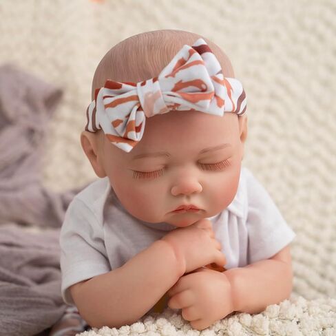 Jirachi Lifelike Reborn Baby Dolls Girl, 18-inch Full Vinyl Body Sleeping Newborn Real Baby Doll Adorable Pink Realistic Baby Dolls with Feeding Kit Gift for Kids Age 3+ in Saudi Arabia