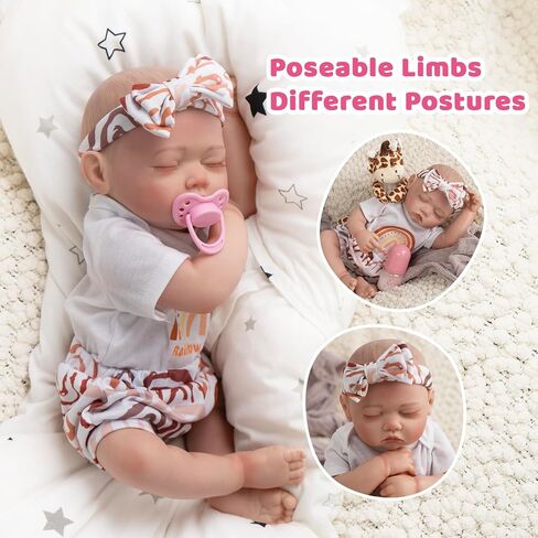 Jirachi Lifelike Reborn Baby Dolls Girl, 18-inch Full Vinyl Body Sleeping Newborn Real Baby Doll Adorable Pink Realistic Baby Dolls with Feeding Kit Gift for Kids Age 3+ in Saudi Arabia