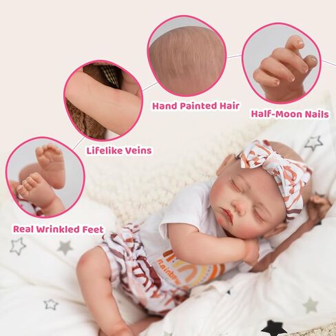 Jirachi Lifelike Reborn Baby Dolls Girl, 18-inch Full Vinyl Body Sleeping Newborn Real Baby Doll Adorable Pink Realistic Baby Dolls with Feeding Kit Gift for Kids Age 3+ in Saudi Arabia