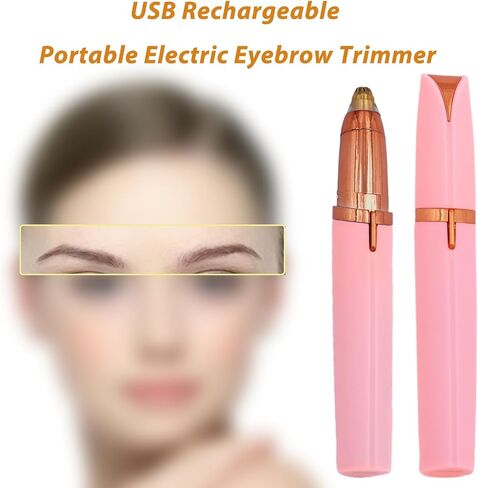 Eyebrow Hair Remover, USB Rechargeable Painless Precision Portable Electric Eyebrow Trimmer Pen, Safe Eyebrow Shaver Razor Tool(Rose Gold) in Saudi Arabia