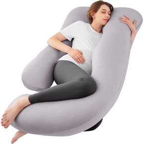 Sasttie Pregnancy Pillows for Sleeping, U Shaped Cooling Full Body Pillow Pregnancy Must Haves, Maternity Pillow for Pregnant Women, Pillow with Removable Cover for Side Sleeper, Dark Grey