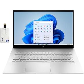 HP Envy 17T Laptop i7-1195G7 11th gen, 16GB RAM, 512 GB NVMe SSD, 17.3" FHD Touch, Thunderbolt 4, Win 11 PRO, WiFi 6, B&O Speakers, USB-A, Intel Xe Graphics, Silver, 64GB Tech Warehouse Flashdrive