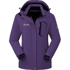 V.A.TOR 189 UNCO&BOROR Women's Ski Snow Jacket Warm Winter Waterproof Coat Snowboard Rain Jacket Hooded Windproof Windbreaker(Purple,M)