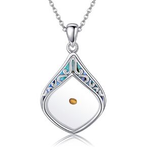 URONE Mustard Seed Necklace Sterling Silver Mustard Seed Faith Flower Pendant Necklace Christian Jewelry Gifts for Women