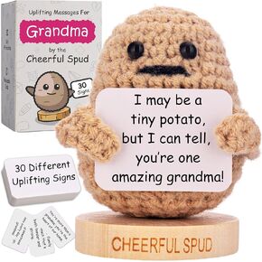 Grandma Gifts - Cheerful Spud: Grandma Edition | Cute Potato Doll with 30 Swappable Positive Signs for Grandmas - Uplifting Stocking Stuffers Present - Fun Birthday or Christmas Gift for Grandma