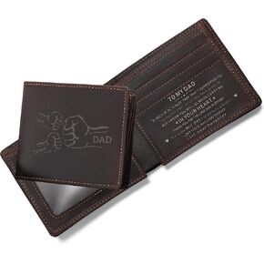 FeiYen Personalized Engraved Leather Wallet for Son from Mom Mother - Christmas Birthday Graduation Wedding Gift - I'm Always Here for You - Mens Custom Love Message Bifold Wallets for Him