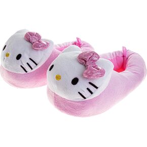 Josmo Hello Kitty slippers for Women - Kitty White Indoor Adult House Shoes Cute Plush Fuzzy Cat Slipper