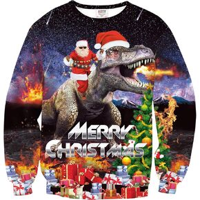 Arvilhill Men's Ugly Christmas 3D Printed Graphic Long Sleeve Sweatshirts