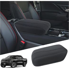 Center Console Cover Compatible with 2024-2025 Chevy Silverado EV Interior Accessories, Leather Armrest Seat Box Lid Protector with Plaid Texture in Kuwait