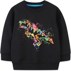Toddler Boys Sweatshirts Dinosaur Long Sleeve Pullover Crewneck Shirts Cartoon Tee Sport Tops for Kids 1-8T