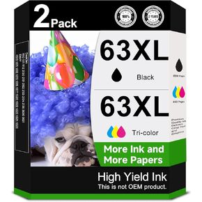 Remanufactured Ink Cartridges Replacement for HP 63xl (Black, Color 2 Combo Pack) Fit for 63 3830 4650 4520 5258 3630 5255 4652 4655 5200 4512 3632 5252 2132 1112 3631 2130 4510 4654 Printers