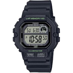 Casio LED Illuminator Lap Memory 60 10-Year Battery Men's Sports Watch WS1400H-1AV Model: WS-1400H-1AV, Black