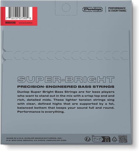 Dunlop DBSBS30130 أوتار جهير فائقة السطوع، ستانلس ستيل، متوسط، .030-.130، 6 أوتار/مجموعة in Saudi Arabia