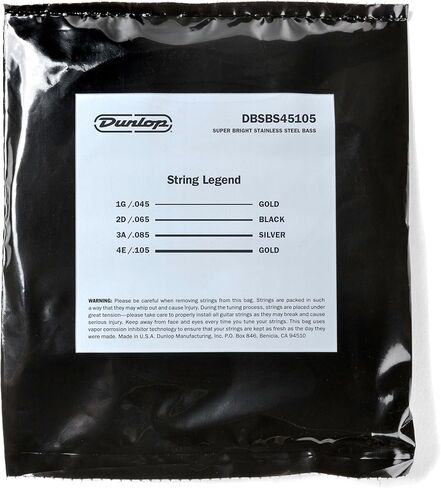 Dunlop DBSBS30130 أوتار جهير فائقة السطوع، ستانلس ستيل، متوسط، .030-.130، 6 أوتار/مجموعة in Saudi Arabia
