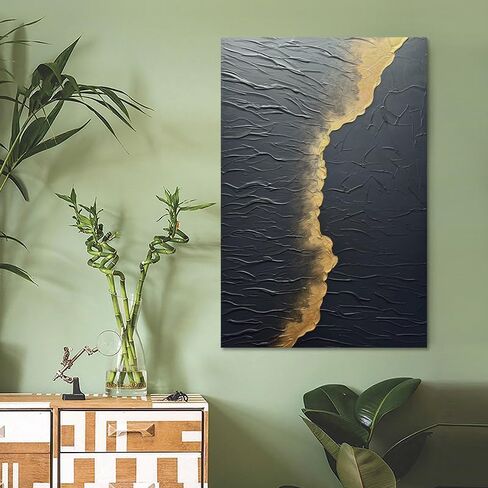 Boiee Art، 30 × 45 بوصة مرسومة يدويًا من الأكريليك جدار الفن الحديث الأبيض جدار ديكور الفن محكم قماش اللوحة العمودية الحد الأدنى الفني اللوحات الزخرفية لغرفة المعيشة غرفة النوم in Kuwait